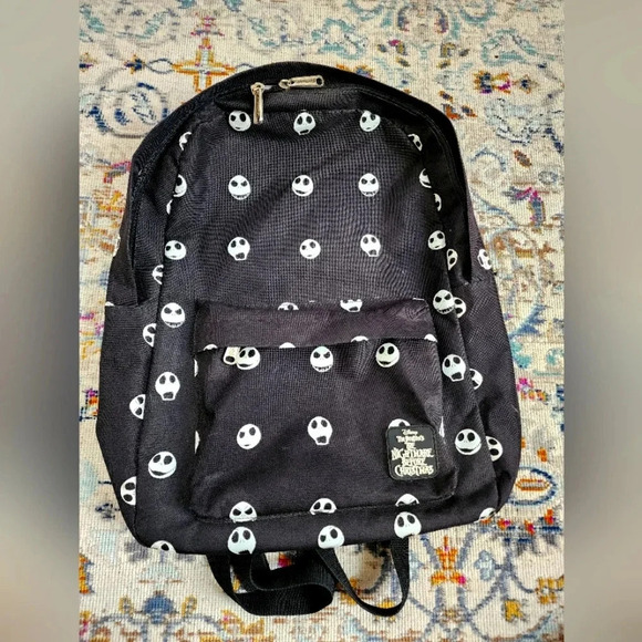 Loungefly Disney The Nightmare Before Christmas Jack Head Print Nylon Backpack. main image 4